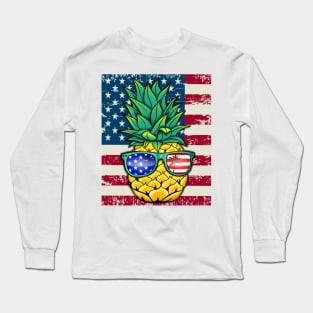 Funny Patriotic Pineapple USA Long Sleeve T-Shirt